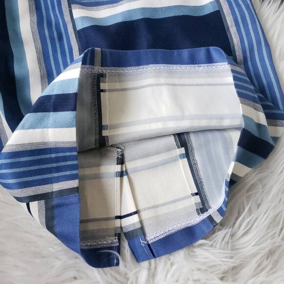 J. McLaughlin Martinique Skirt Pencil Blue Striped Rayon White 6 - Picture 8 of 10